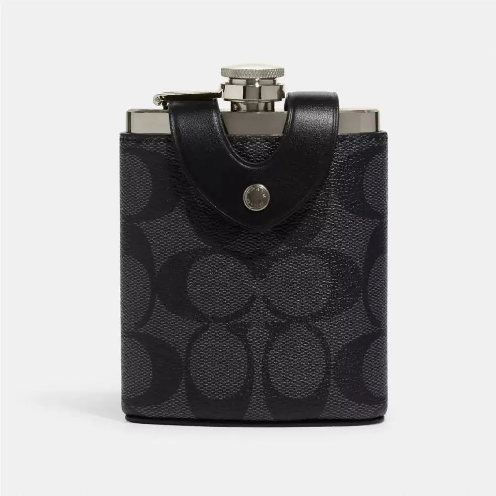 Coach Flask Bag Charcoal / Gray Signature Canvas