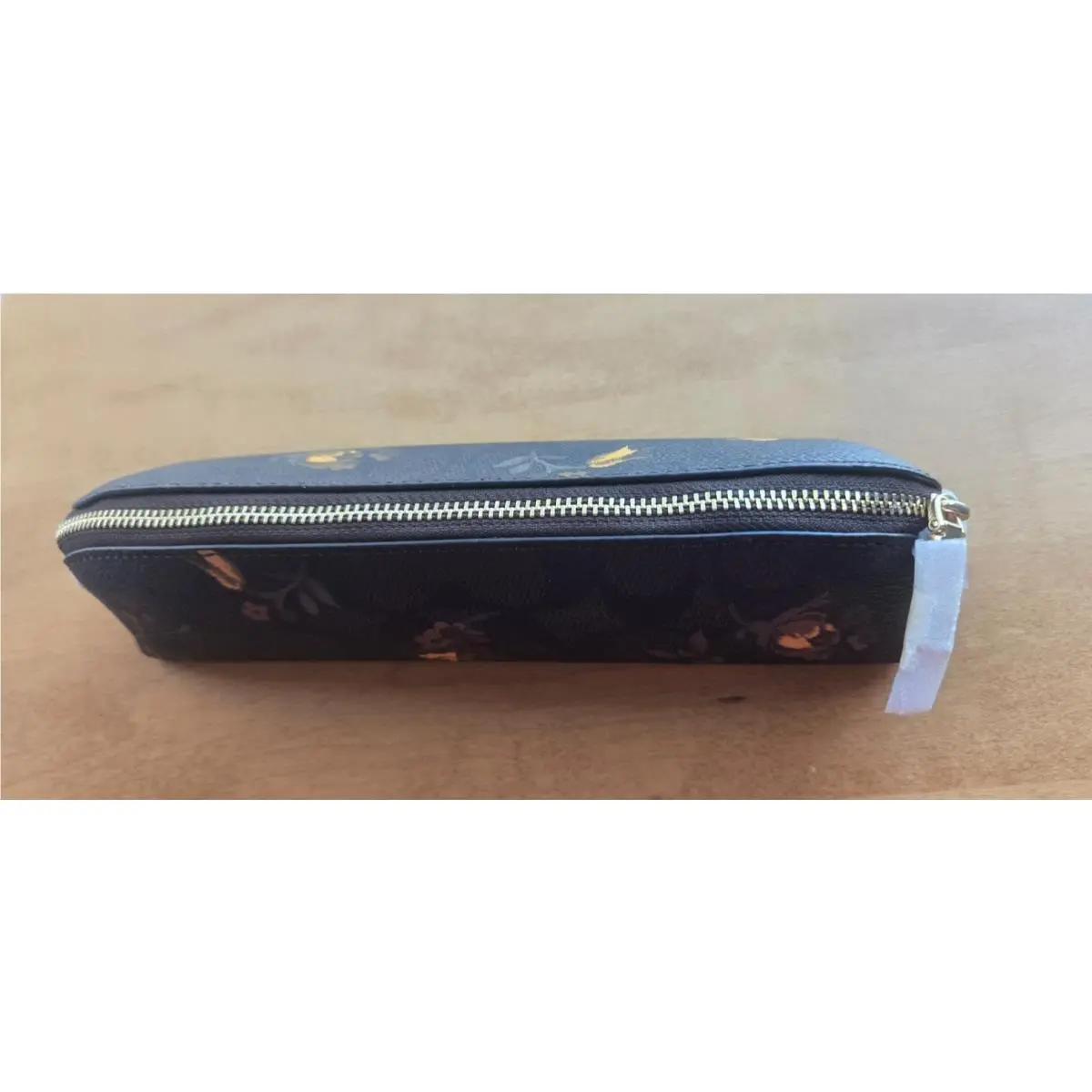 Pencil Case in Signature Canvas with Floral Print Walnut Yellow by Coach