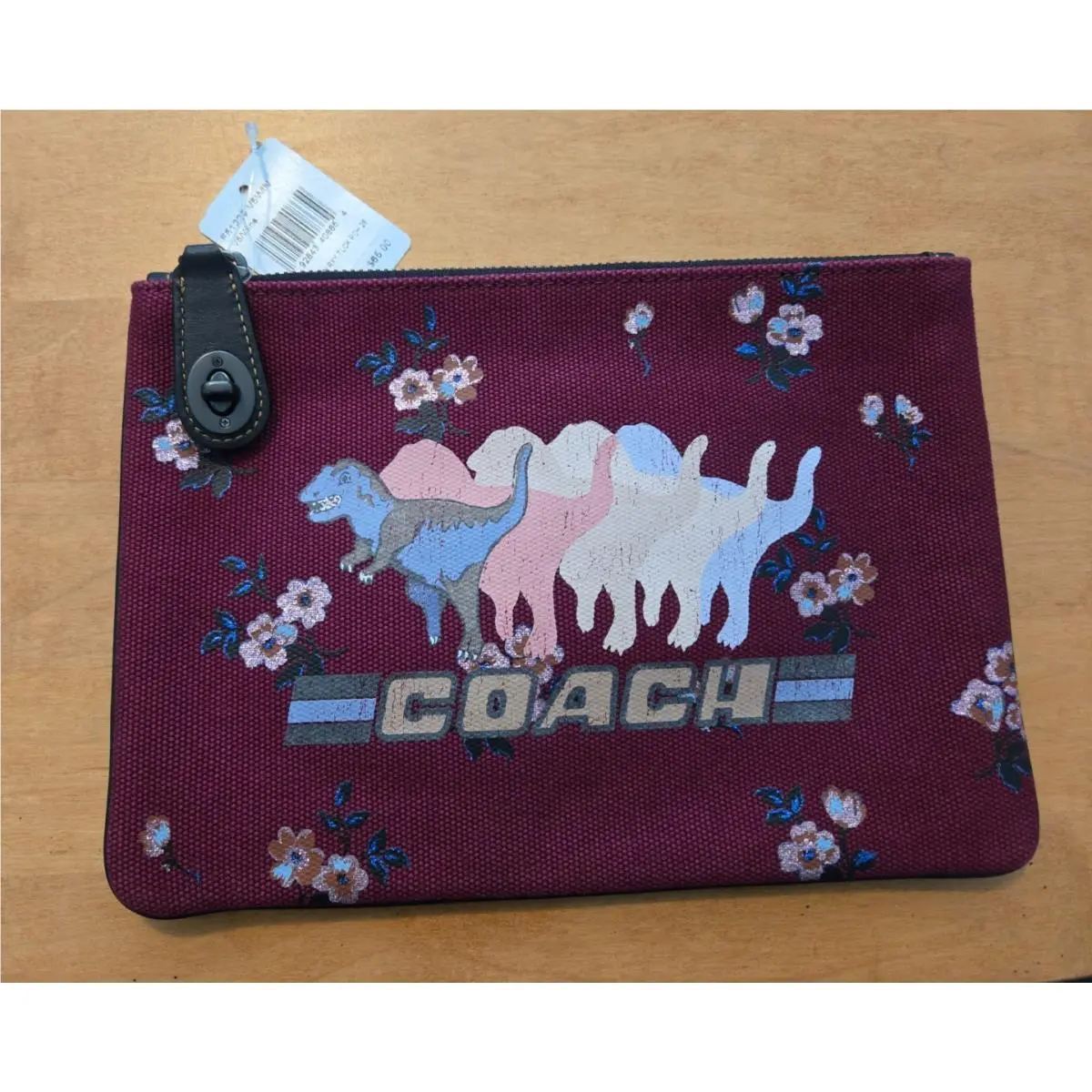 Floral Turnlock Pouch 26 with Shadow Rexy In Burgundy Wine by Coach