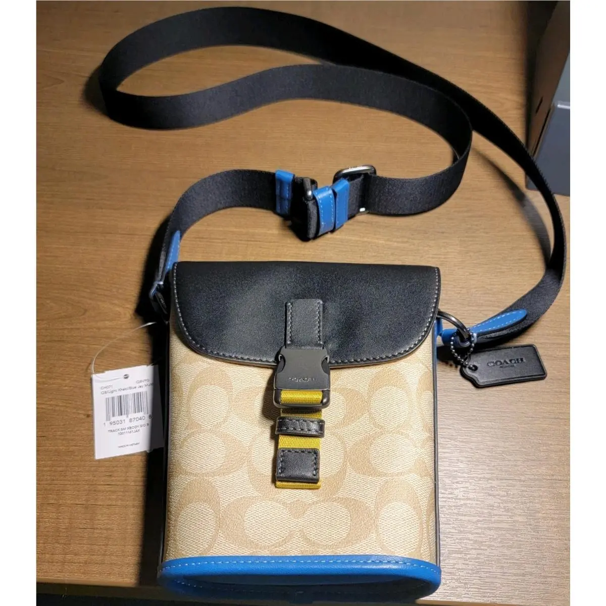 Track Khaki Blue Jay Small Crossbody Multi Purse by Coach