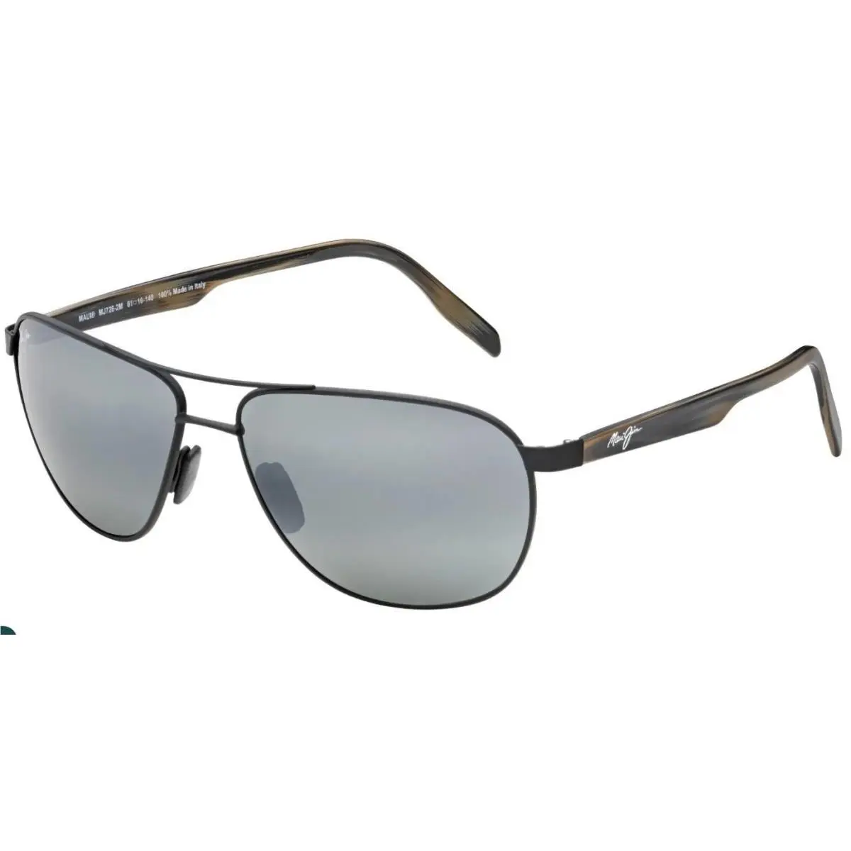 Castles MJ728 Sunglasses Matte Black Varnish with Dark Havana by Maui Jim