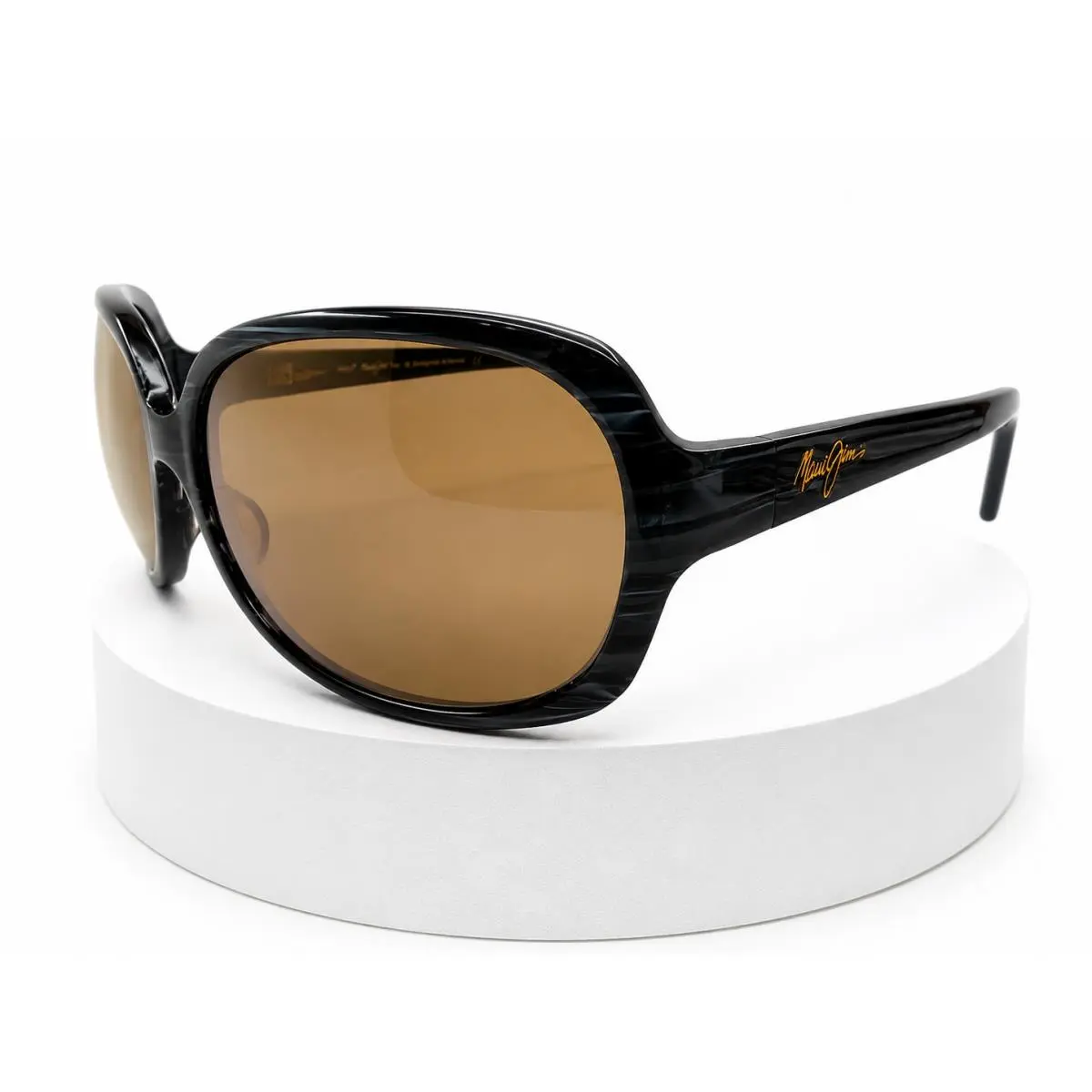 H225-02 Sunglasses Rainbow Falls Black and White Swirl Bronze Polar by Maui Jim
