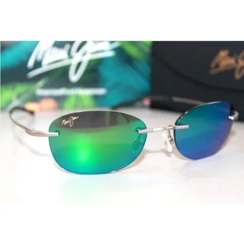 Sunglasses MJ333-17M Aki Aki Matte Silver / Maui Green Polarized Lens by Maui Jim