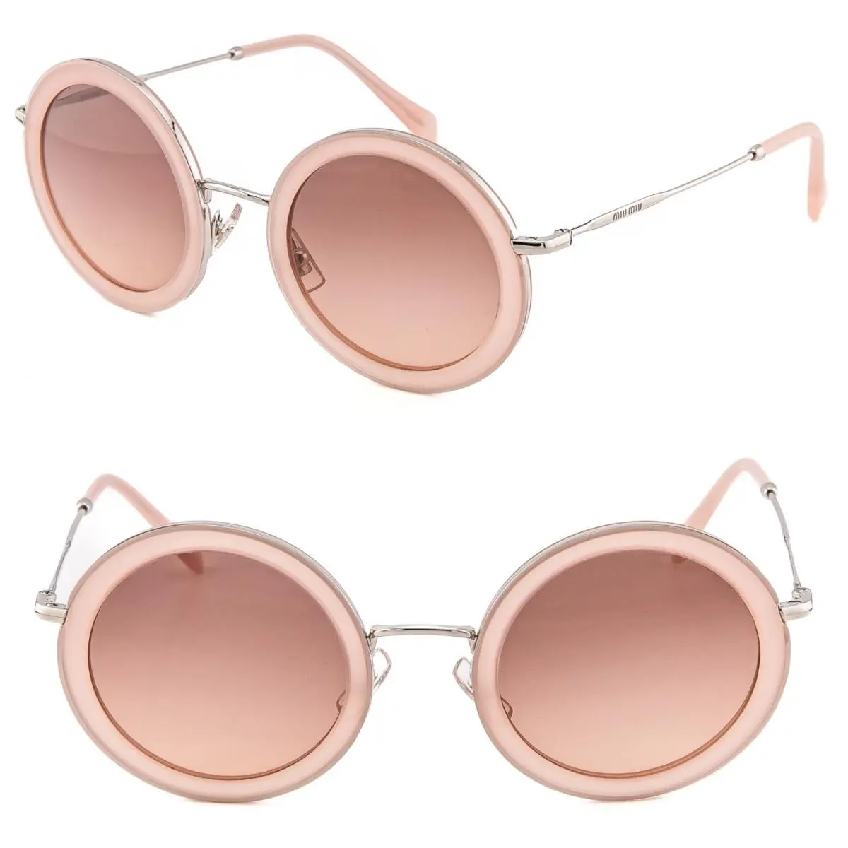 Delice 59US Pink Silver Retro Round Metal Sunglass MU59US by Miu Miu