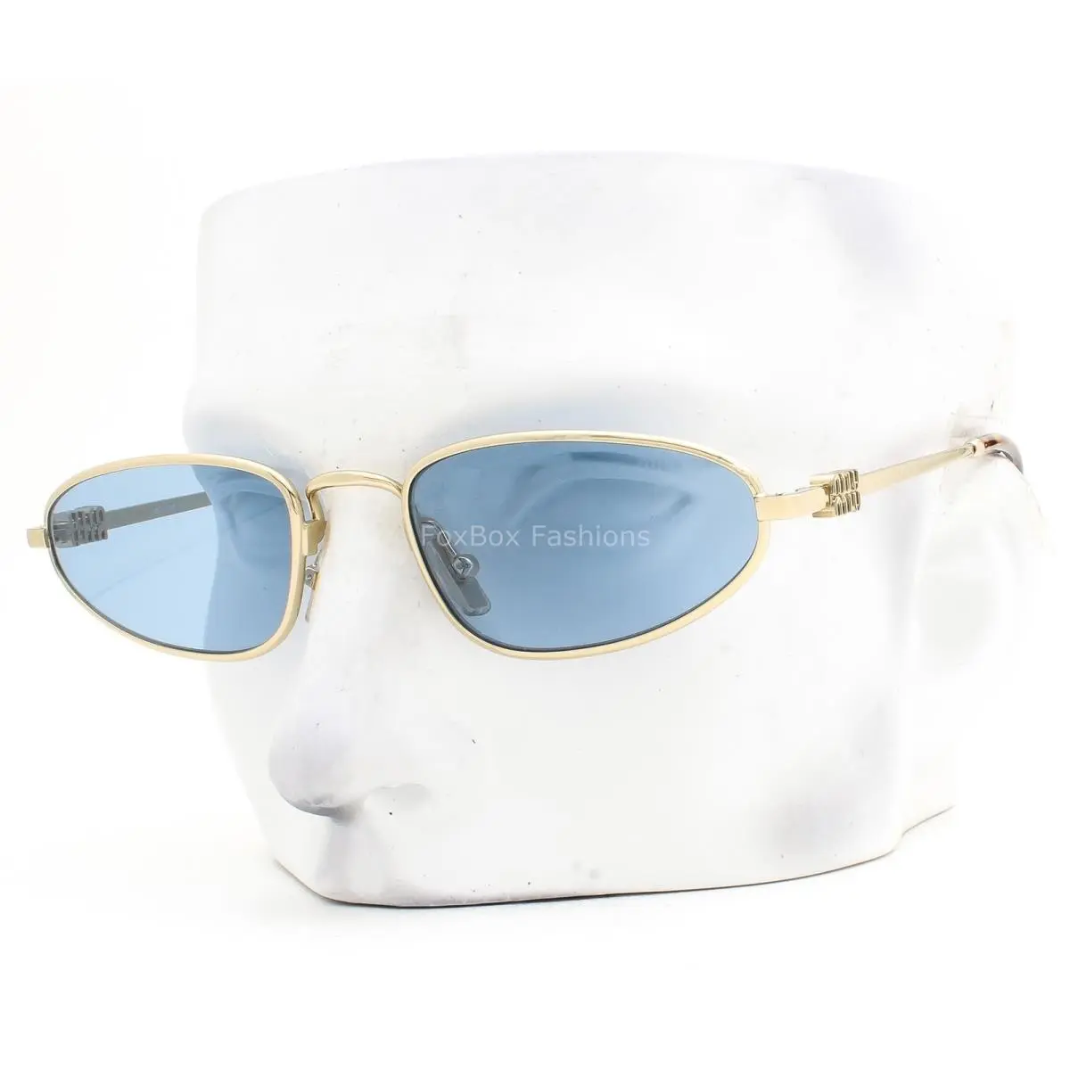 Smu A52 7VN-60O Sunglasses Polished Pale Gold Light Blue Tint with Case by Miu Miu