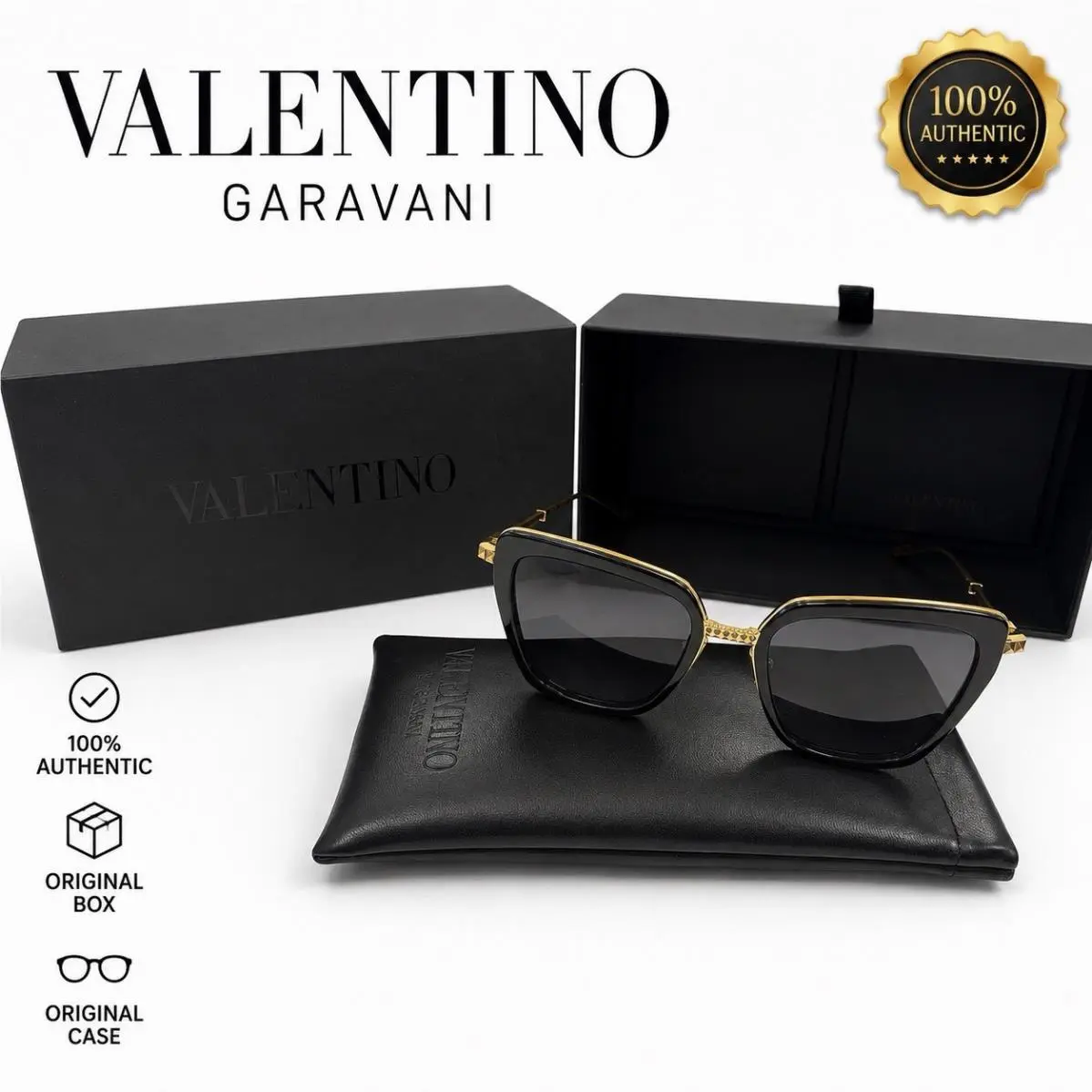 Sunglasses VLS-165A Black/gold Women Eyewear by Valentino