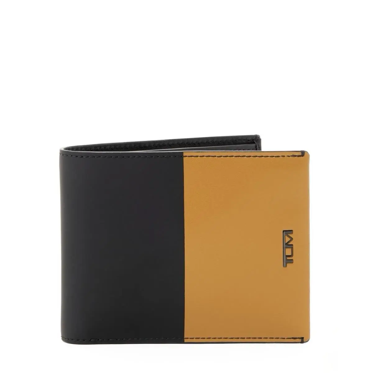 Tumi Nassau Double Billfold Wallet Black Golden Brown