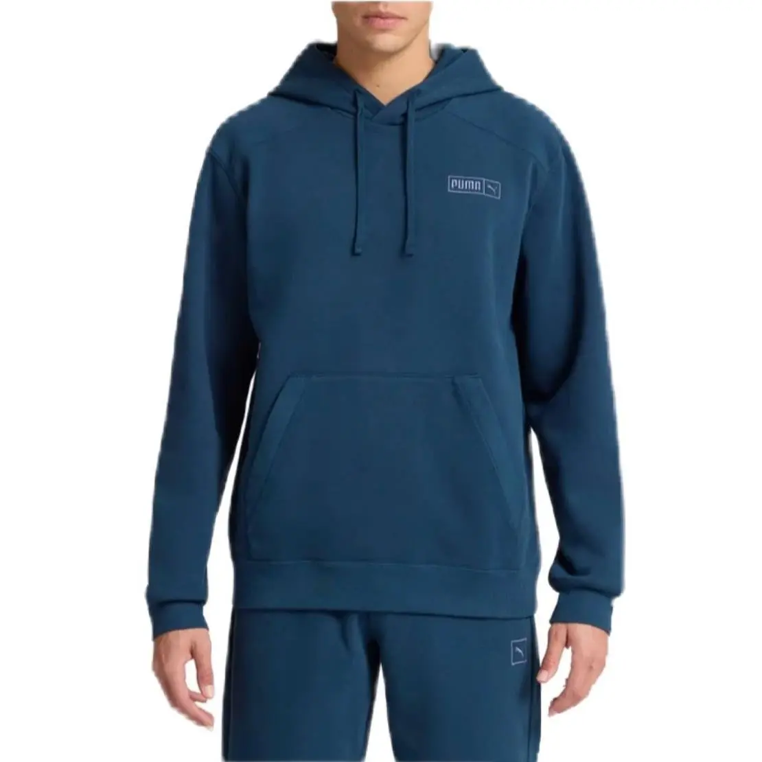 Puma Men`s Tracksuit Set Small Blue Fleece Hoodie Joggers 2pc Logo Activewear