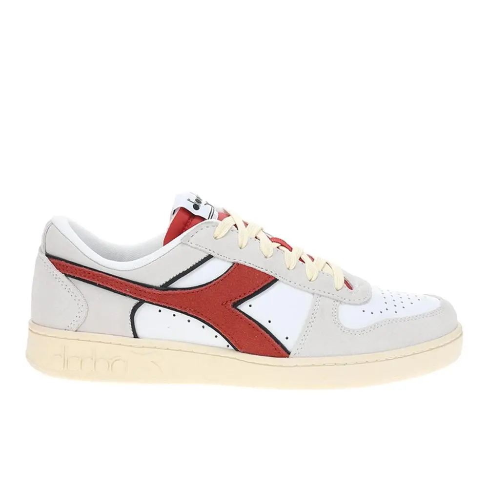 Diadora Magic Basket Low Suede Leather Lace Up Mens White Sneakers Casual Shoes