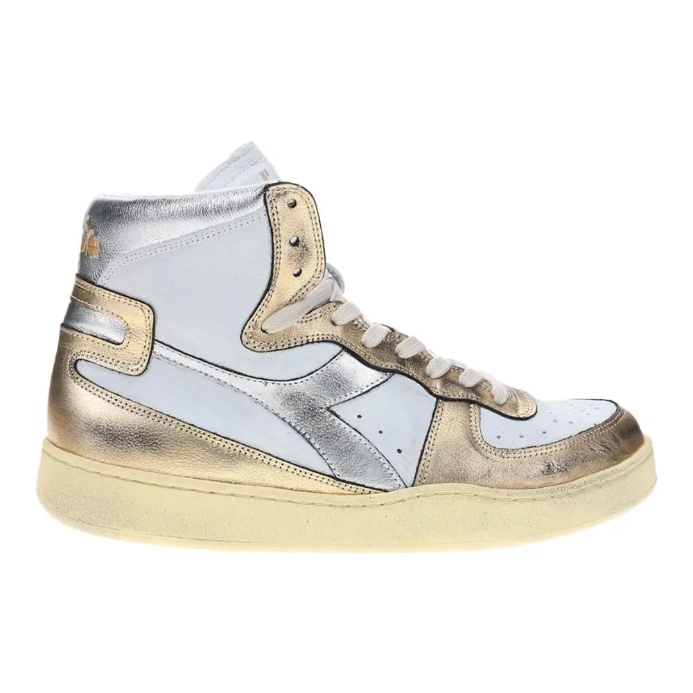 Diadora Mi Basket Metallic Pigskin Used High Top Mi Basket Metallic Pigskin High Top Mens Beige White Sneakers Cas