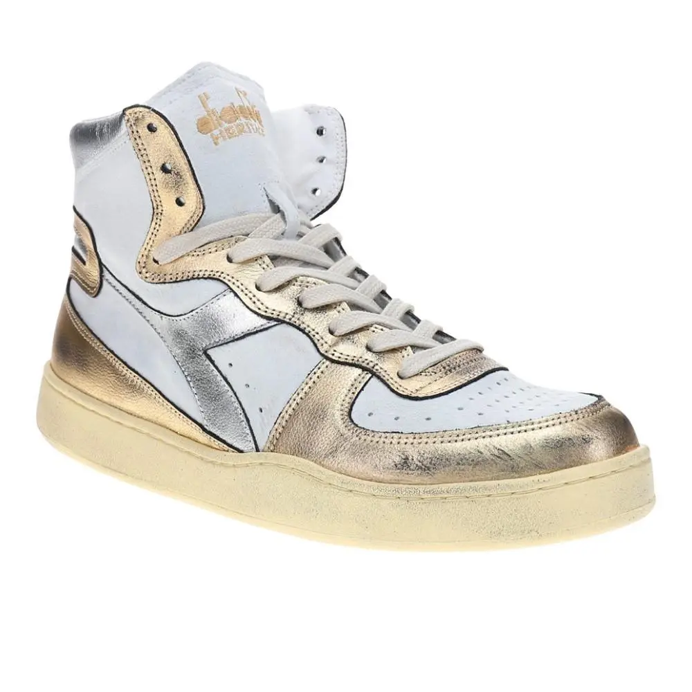 Diadora shoes - diadora Mi Basket Metallic Pigskin Used High Top - 179440-C1354 - Beige, White 0