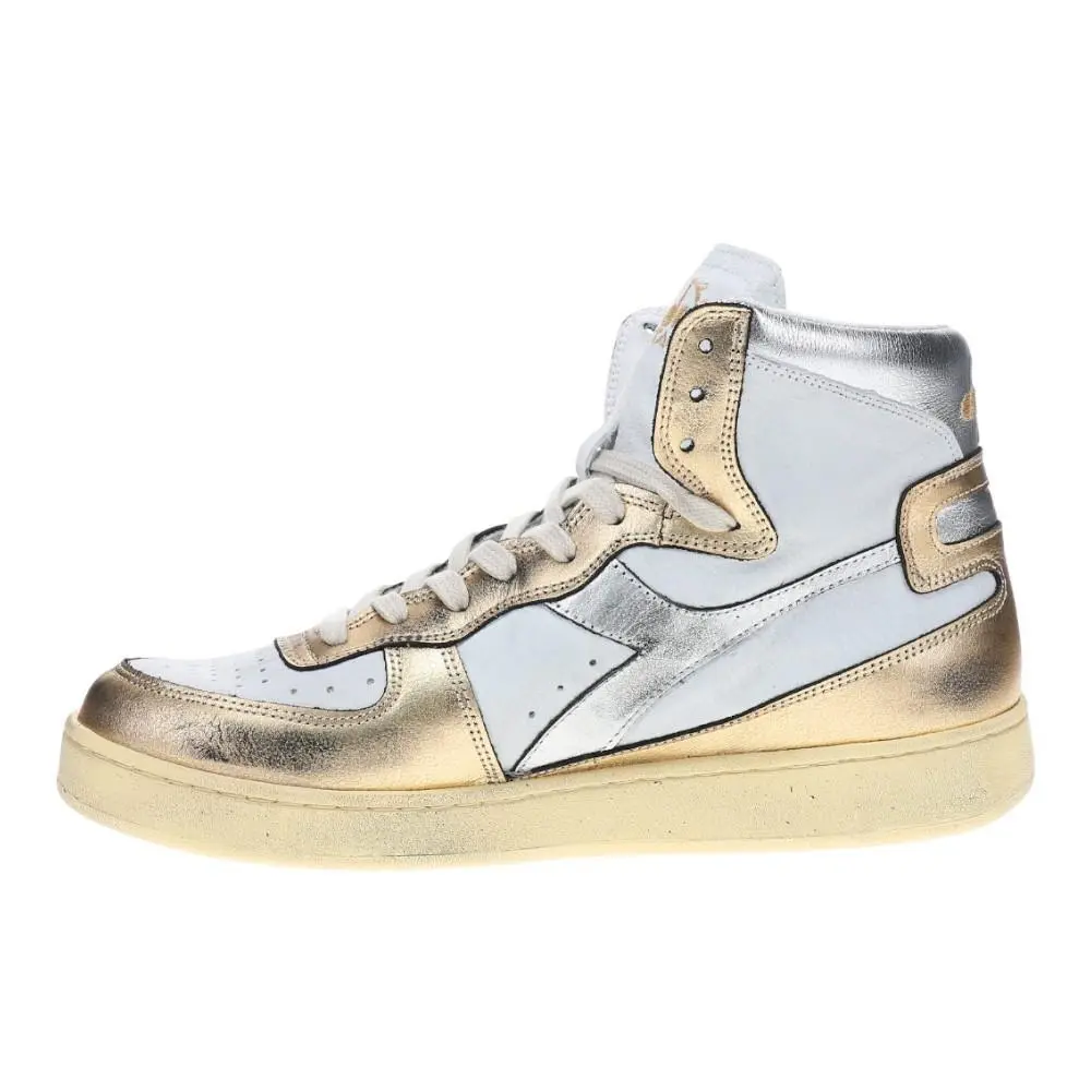 Diadora shoes - diadora Mi Basket Metallic Pigskin Used High Top - 179440-C1354 - Beige, White 1