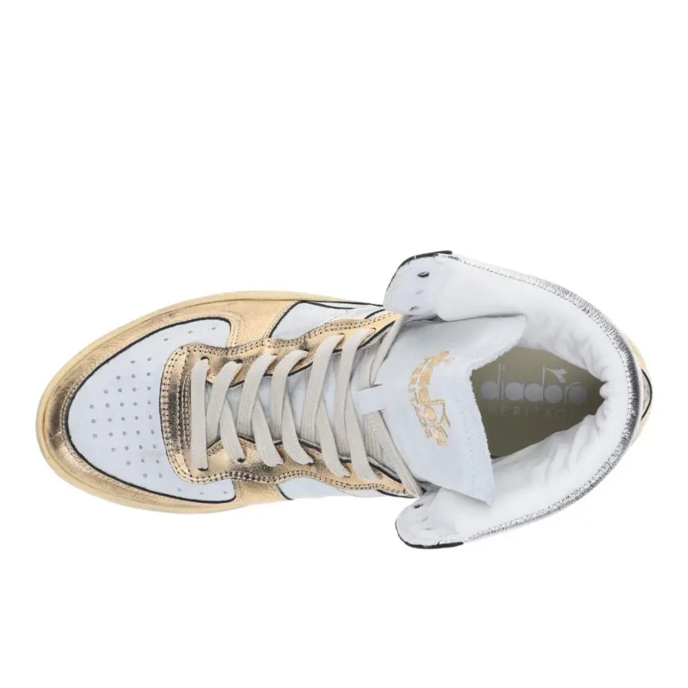 Diadora shoes - diadora Mi Basket Metallic Pigskin Used High Top - 179440-C1354 - Beige, White 2