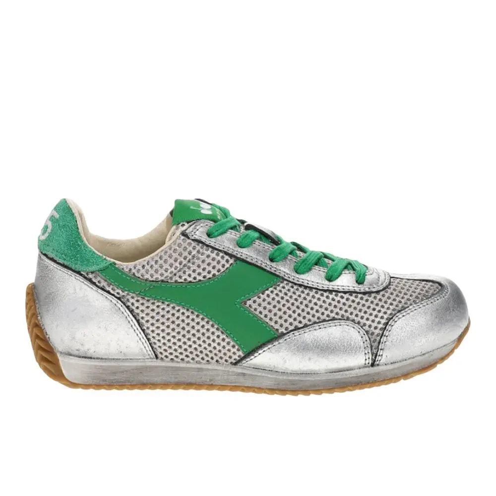 Diadora Equipe Stellar Sw Heritage Lace Up Mens Green Silver Sneakers Casual S