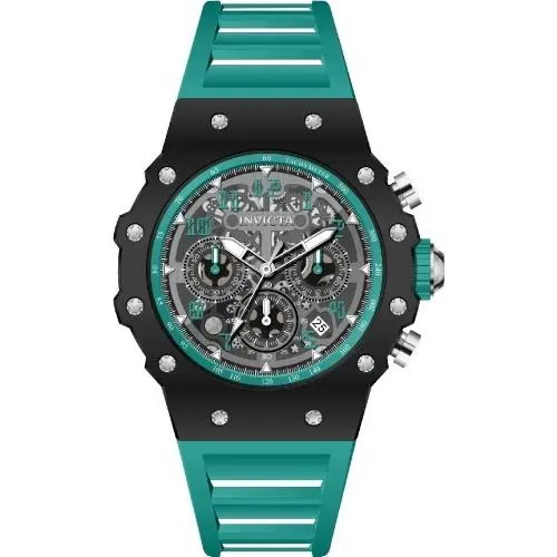 Invicta Mens 43.5mm Quartz Racing Vaulthan Black/green Tone Silicon Strap Watch