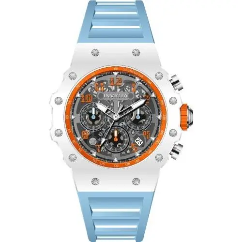 Invicta Mens 43.5mm Quartz Racing Vaulthan Orange/blue Tone Silicon Strap Watch