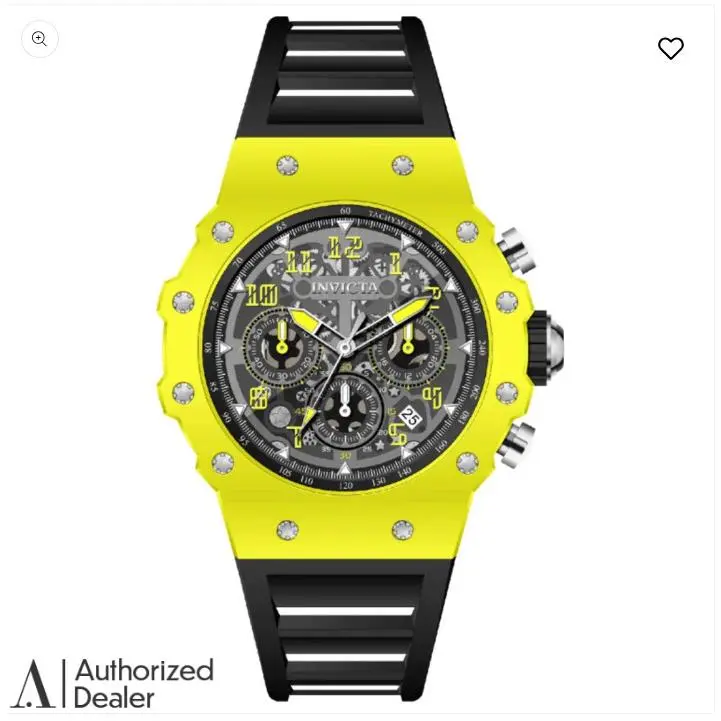 Invicta Mens 43.5mm Quartz Racing Vaulthan Yellow/black Tone Silicon Strap Watch