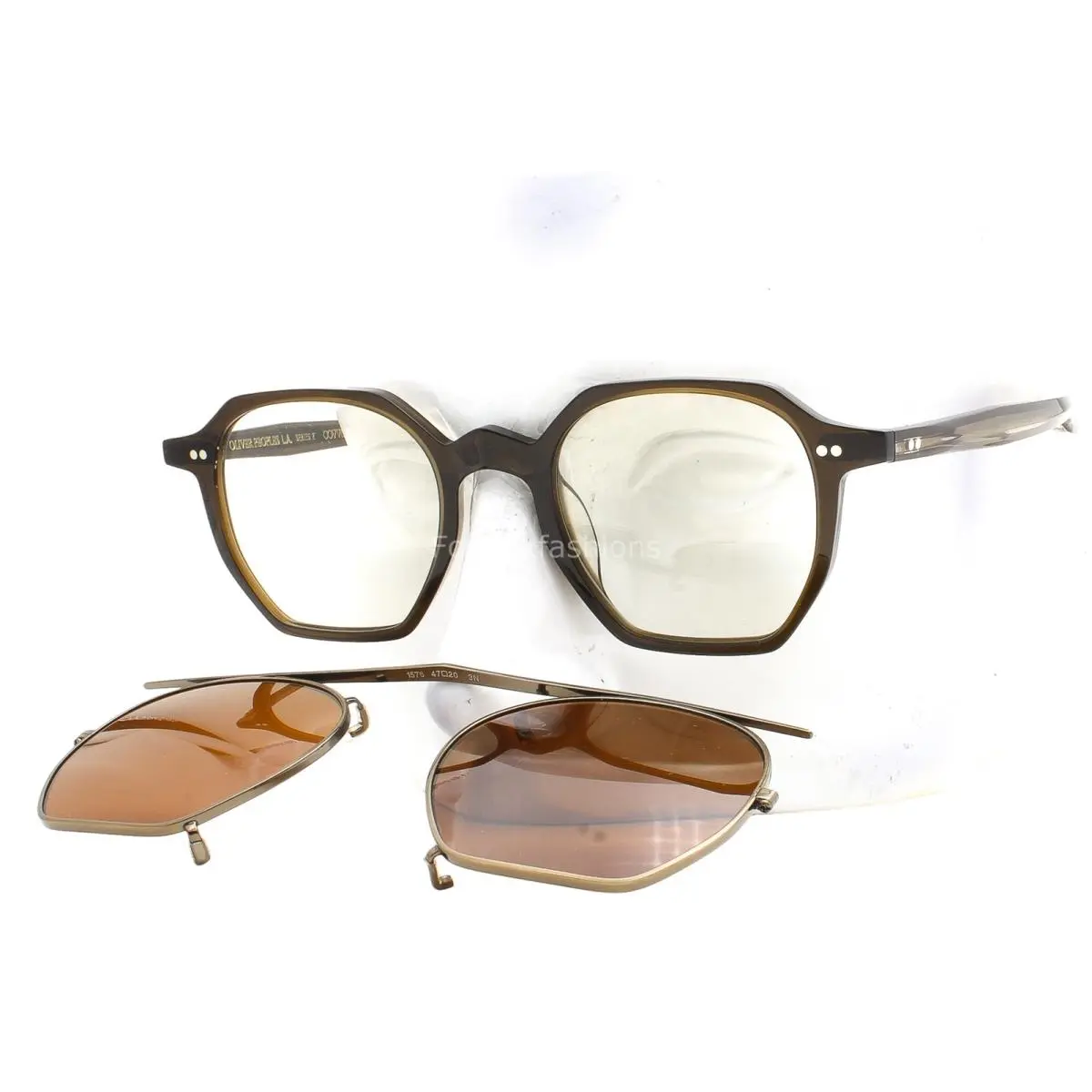 Gio Ponti-5 Eyeglasses Clip-on Sunglass Crystal Dark Green W/case by Oliver Peoples