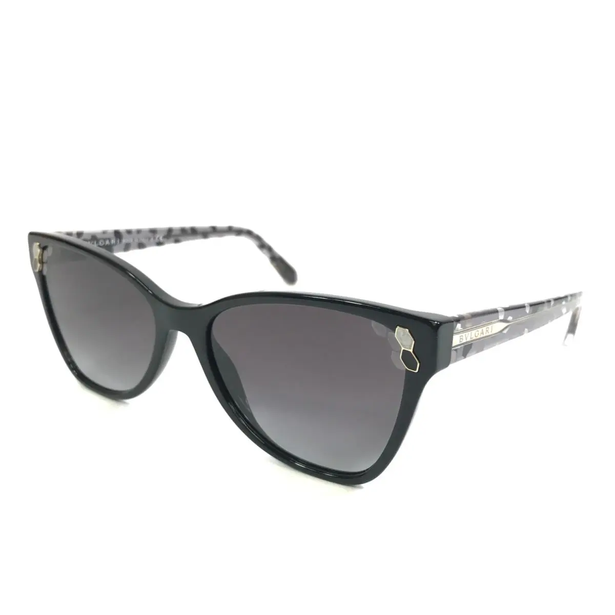 Sunglasses 8208 501/8G Black Gold Frames with Gradient Gray Lenses by Bvlgari