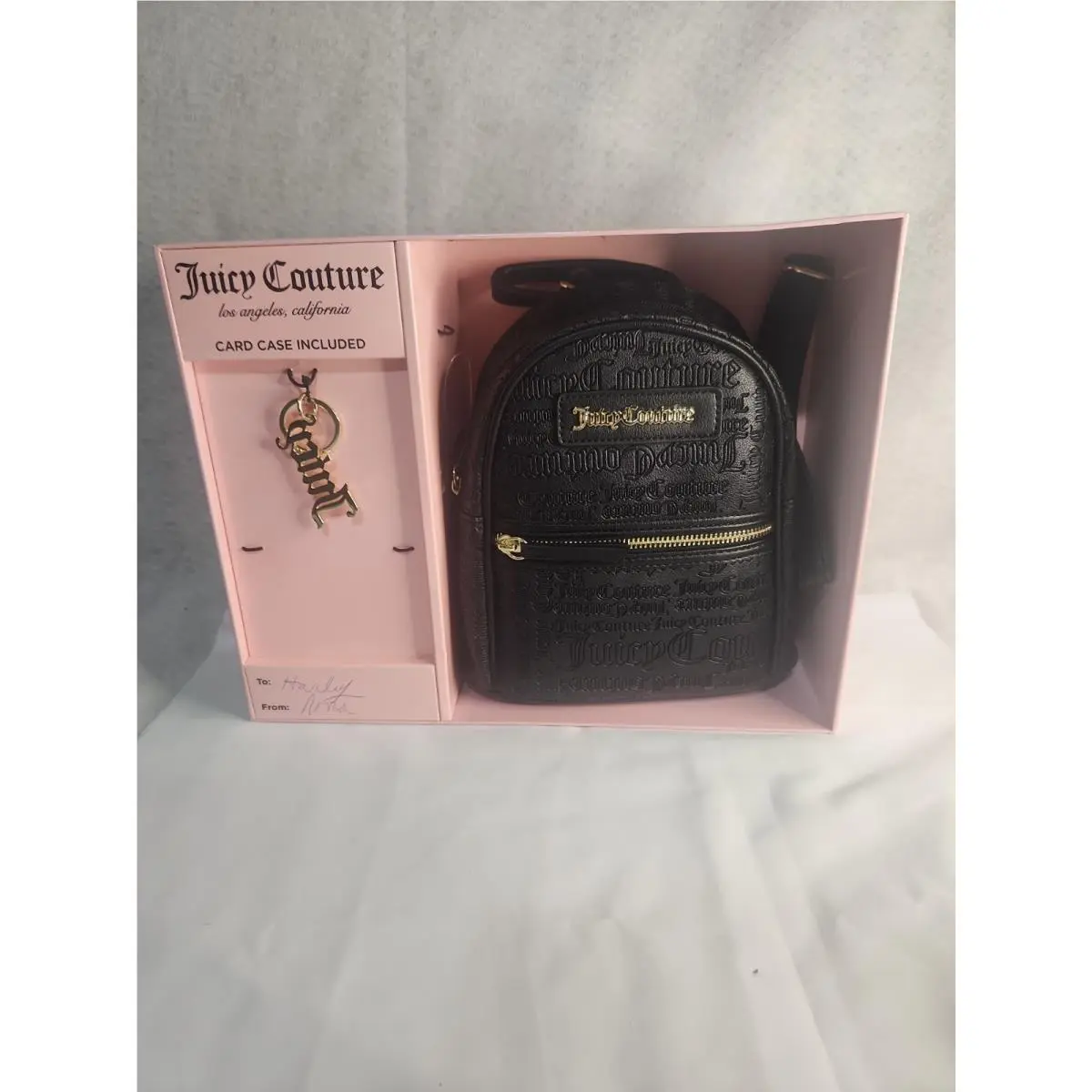 Deboss Black Mini Backpack and Keychain- Nwt. Box Has Writing On by Juicy Couture