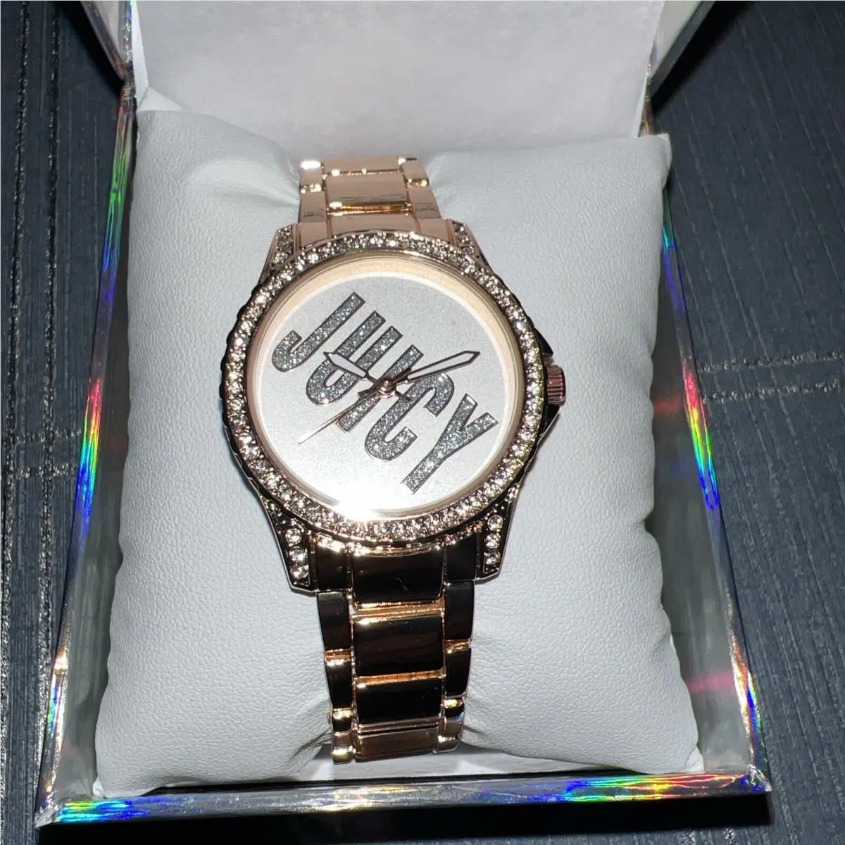 Womens Watch Quartz Pink Rose Gold Tone 38mm Pink Rhinestones by Juicy Couture