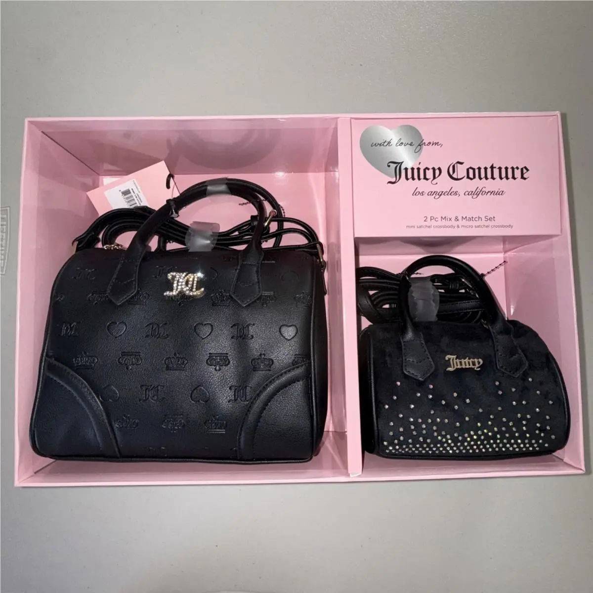 Liquorice Black Mommy ME Satchel Box Set Bundle 2 Pc Mix Match by Juicy Couture