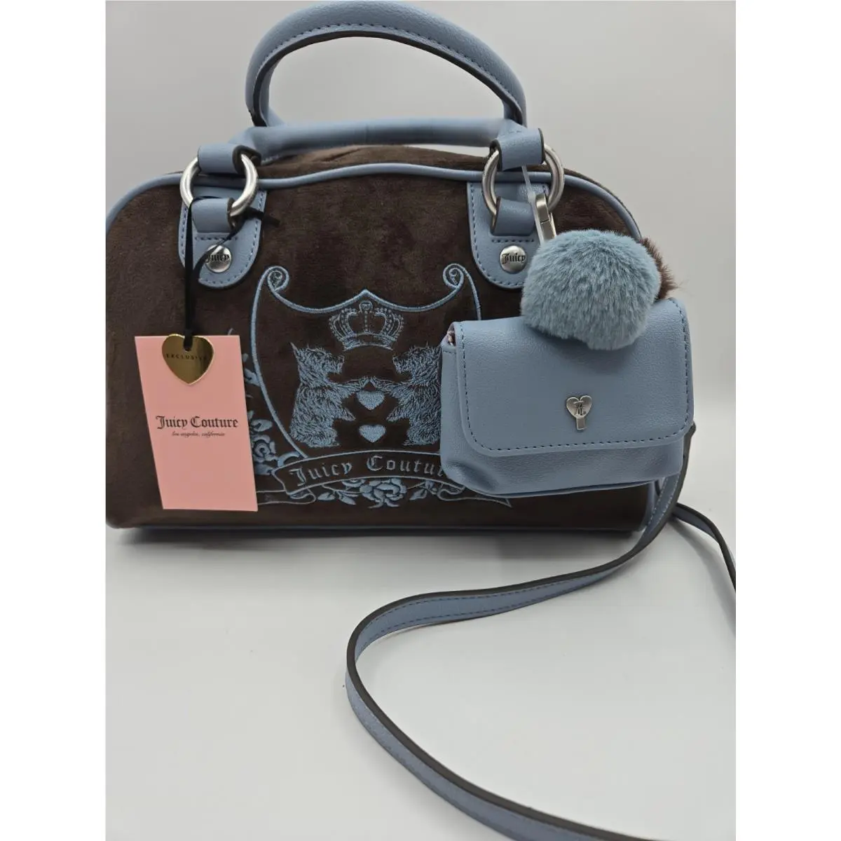 Satchel Bag Crossbody Love Velour Embroidered/scotties by Juicy Couture