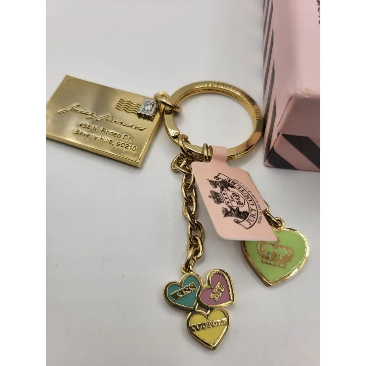 Super Rare Key Fob Bag Tag Keychain Heart Envelope Letter Box by Juicy Couture