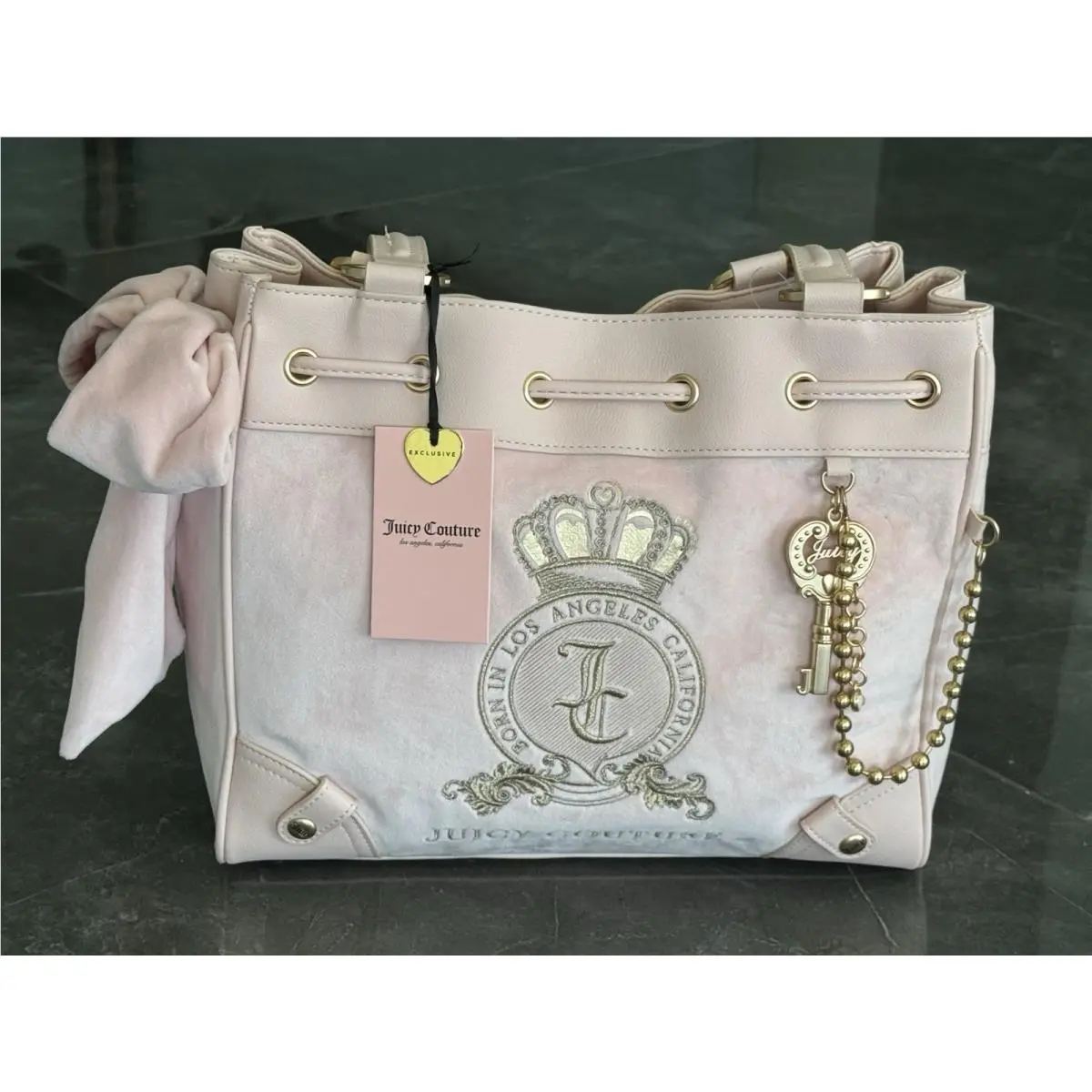 Classic Juicy Lover Tote Pink Clay Daydreamer Bag Key Crystal by Juicy Couture