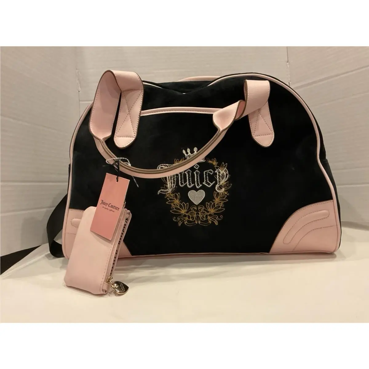 Pink Black Velour Licorice Weekender Bag by Juicy Couture