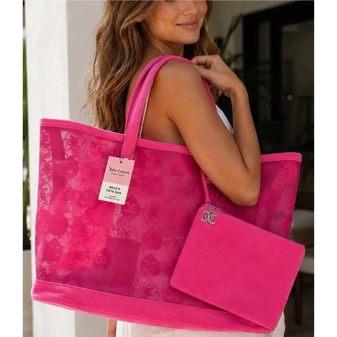 XL  Pink Terry Beach Bag + 2nd Bag Travel Rare Overside by Juicy Couture