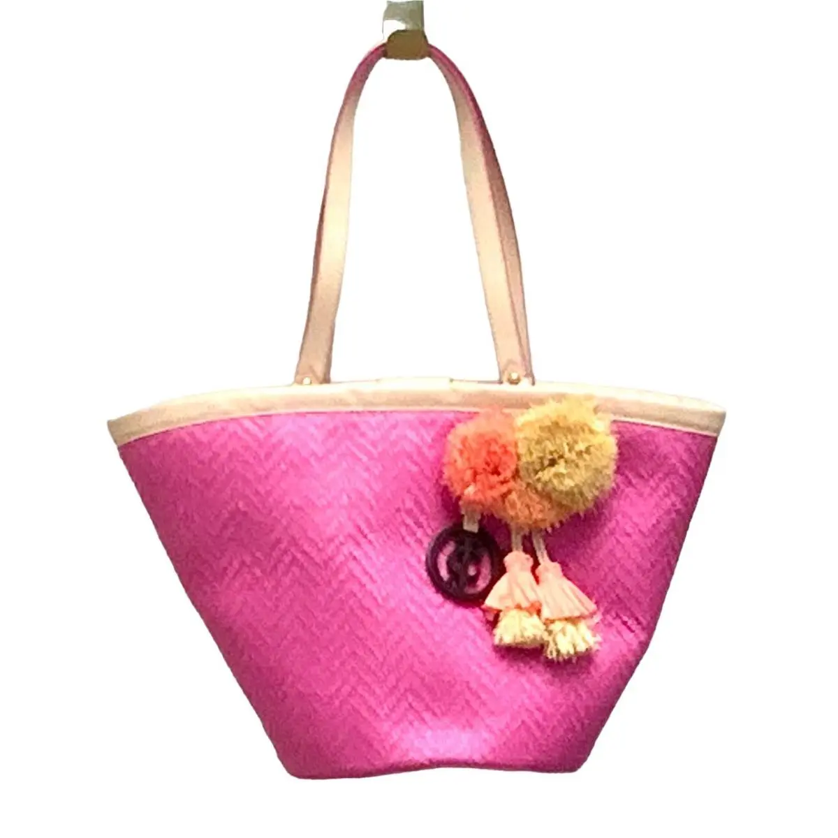 Juicy Couture Lynn North Shore Straw Pink Purse Shoulder Bag Tote Retails