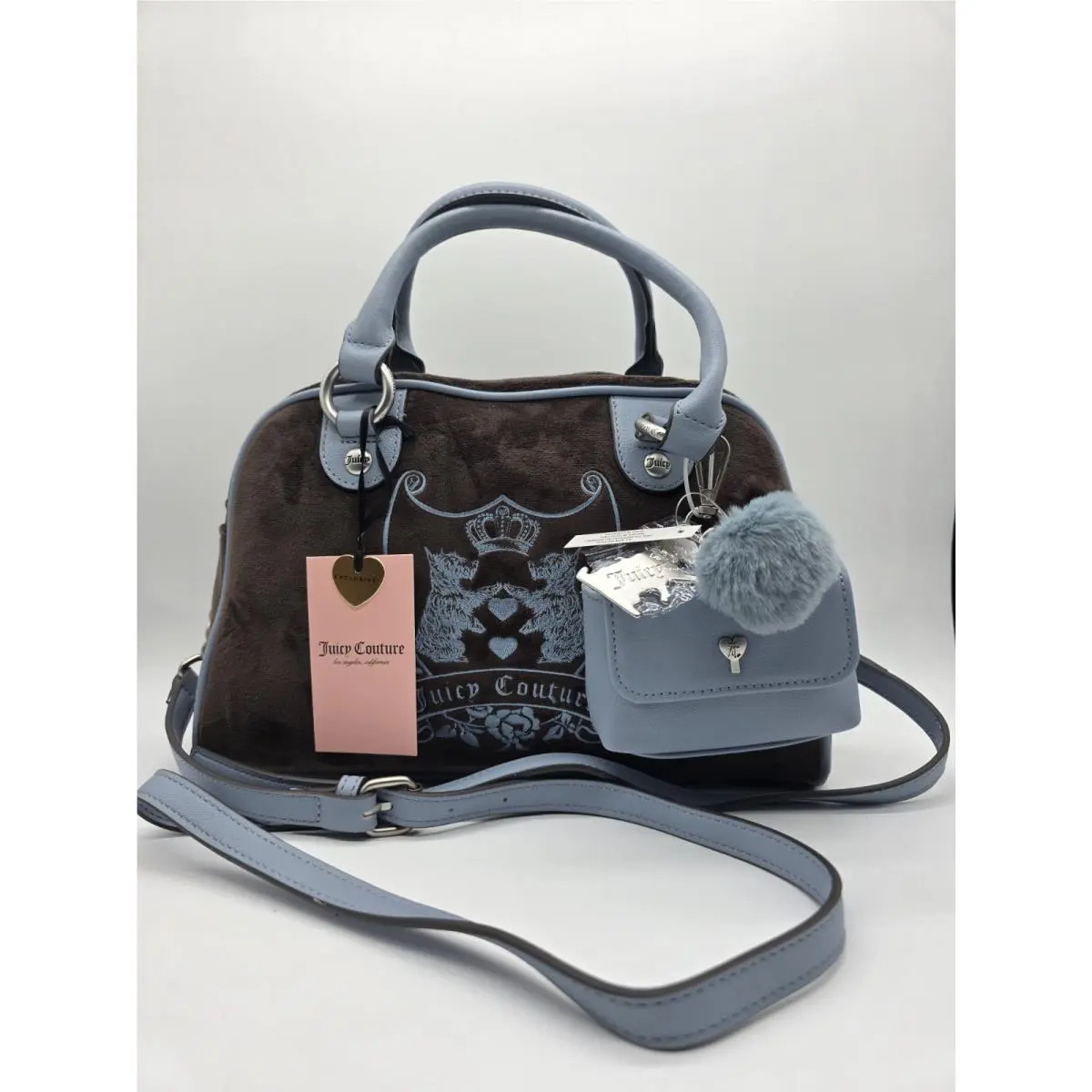 Juicy New Love Chapter Satchel Couture Love Chapter Satchel Brown Blue Velour Scottie Dogs Satchel by Juicy Couture