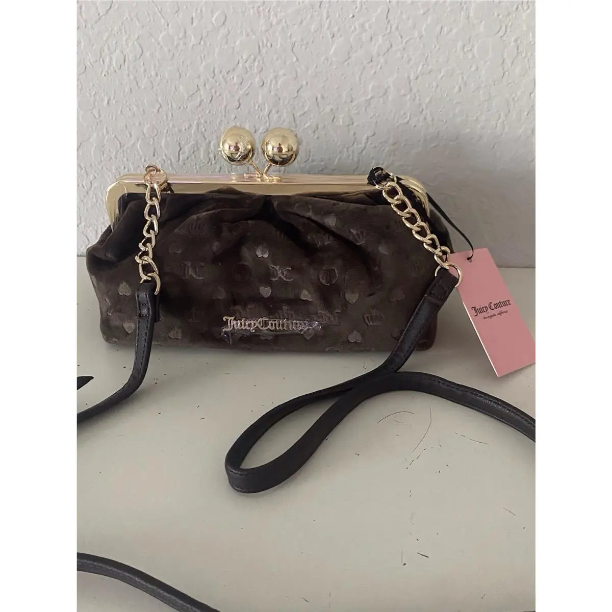 Keep It Classy Frame Crossbody Bag Purse Kisslock Chocolate by Juicy Couture