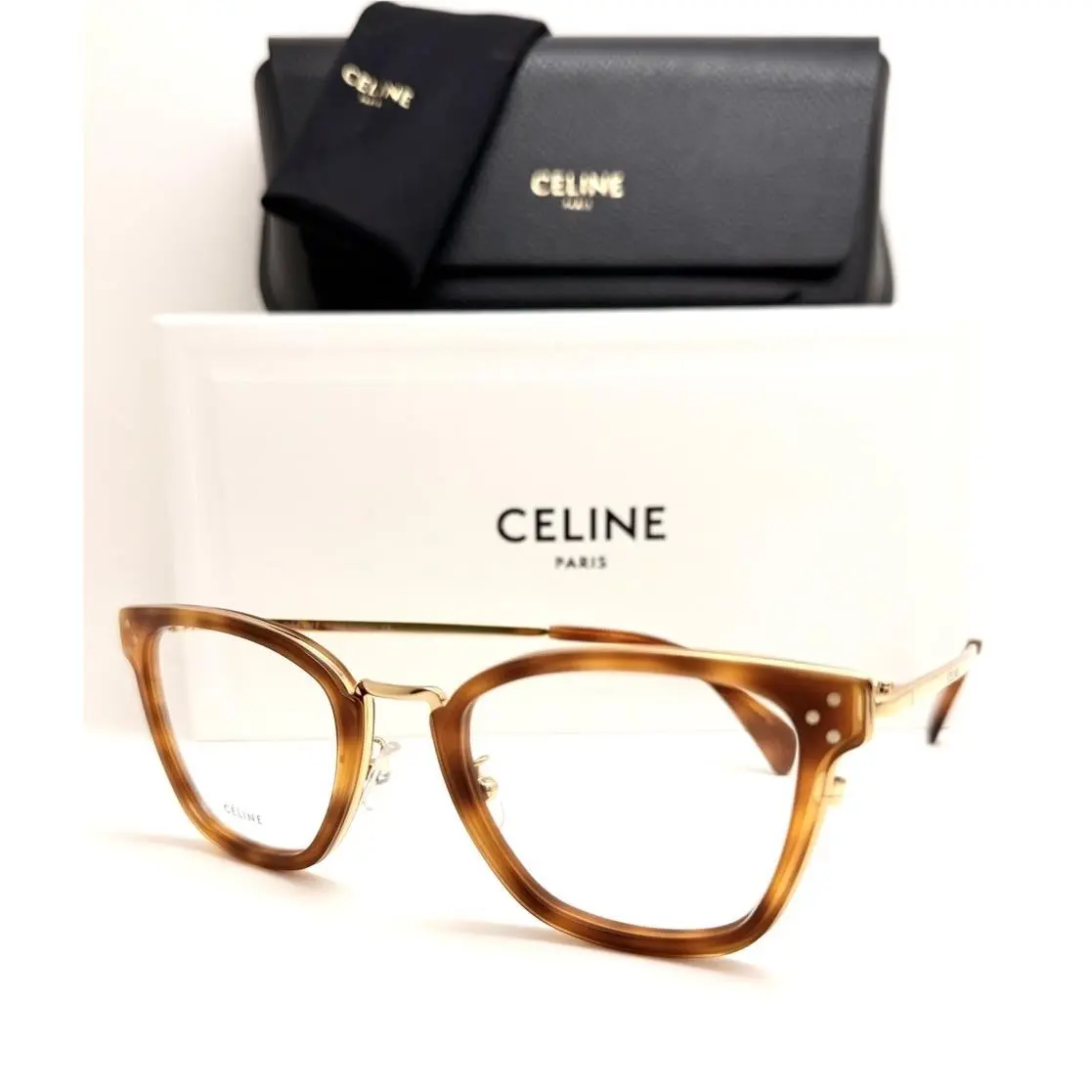 Celine Eyeglasses CL50002U 055 Havana Gold 51-21-140 with Case