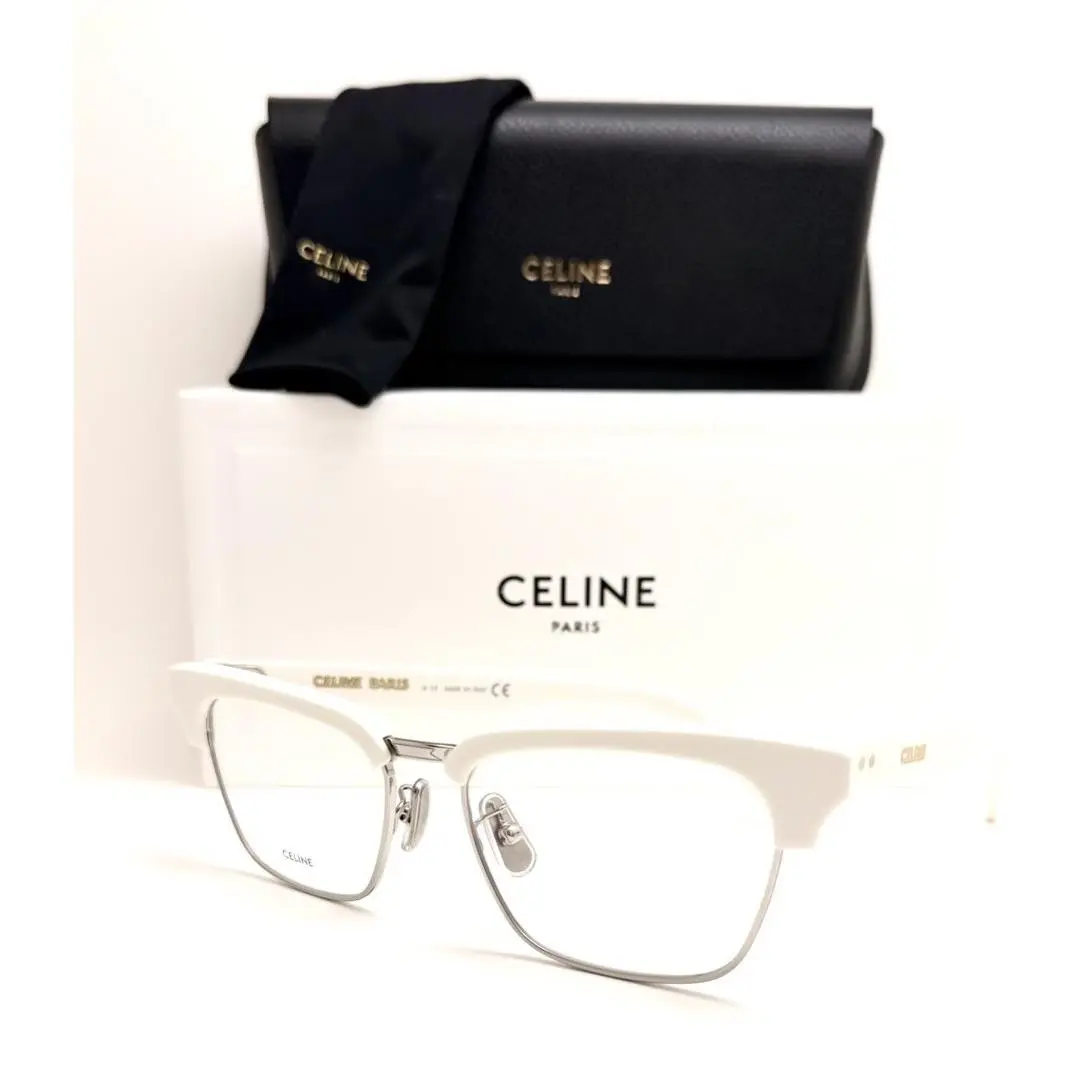 Eyeglasses CL50026U 017 Matte Palladium White 53-17-145 with Case by Celine