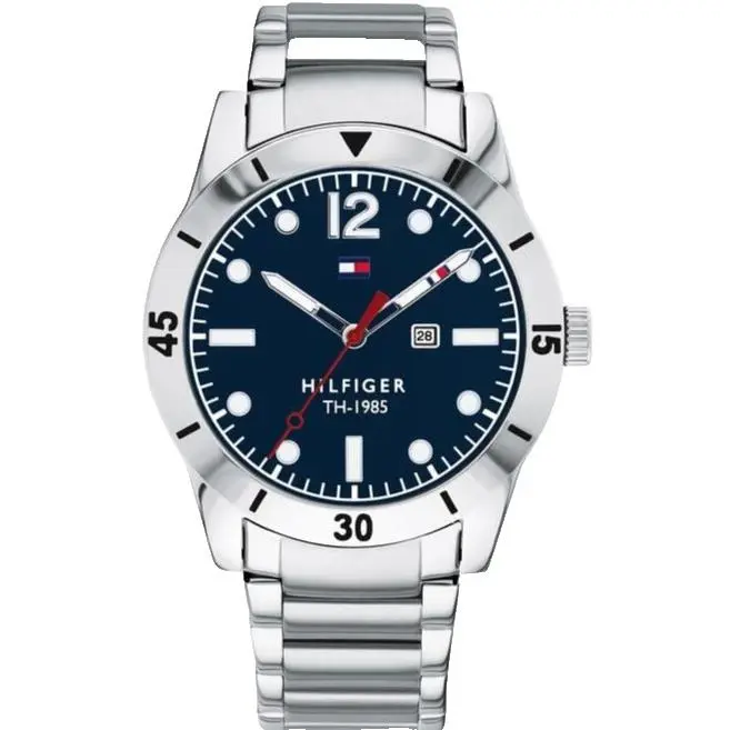 Tommy Hilfiger 1791459 Blue Dial Stainless Steel Silver Bracelet 42MM Mens Watch