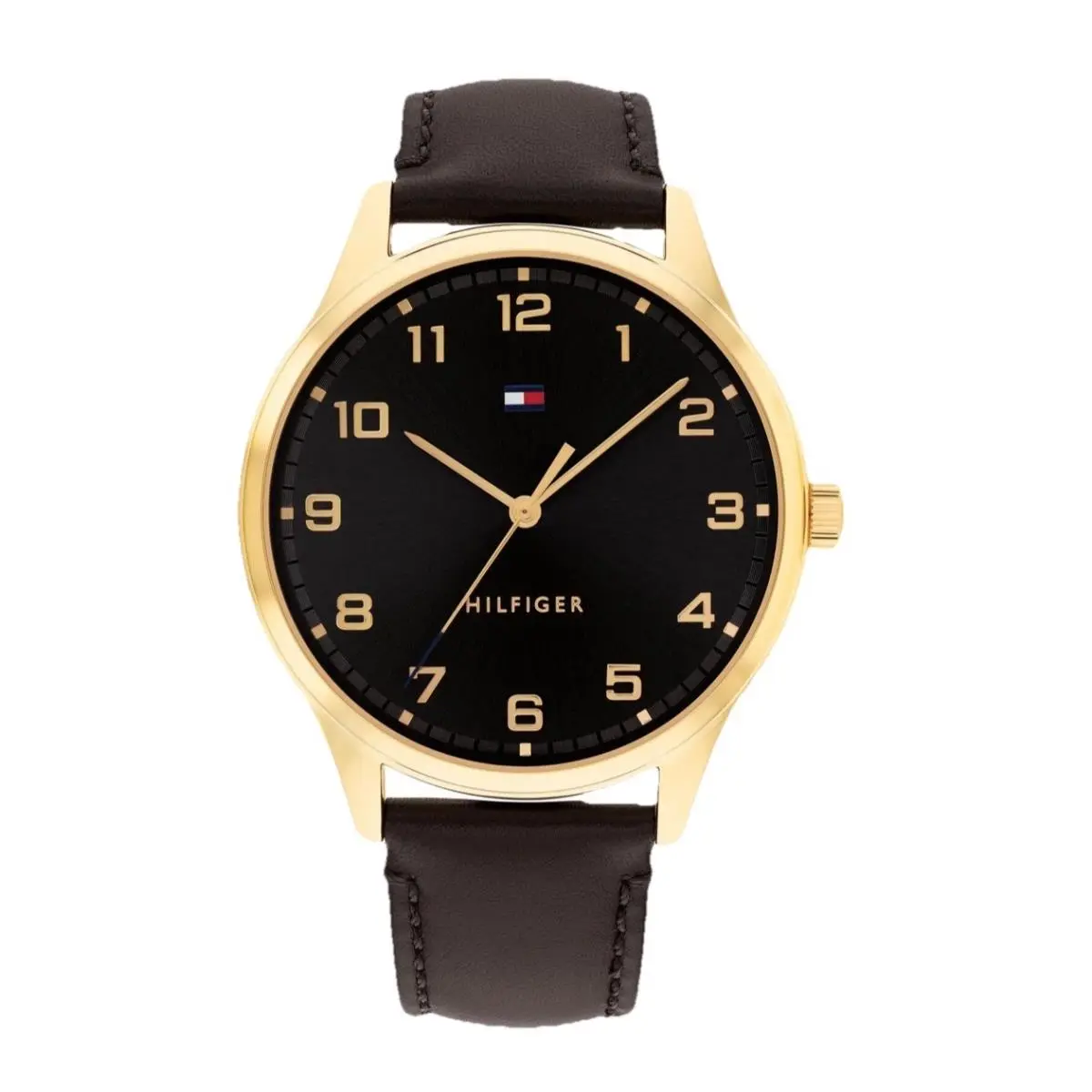 Tommy Hilfiger Men’s Watch Black Dial Brown Leather Band 1791660