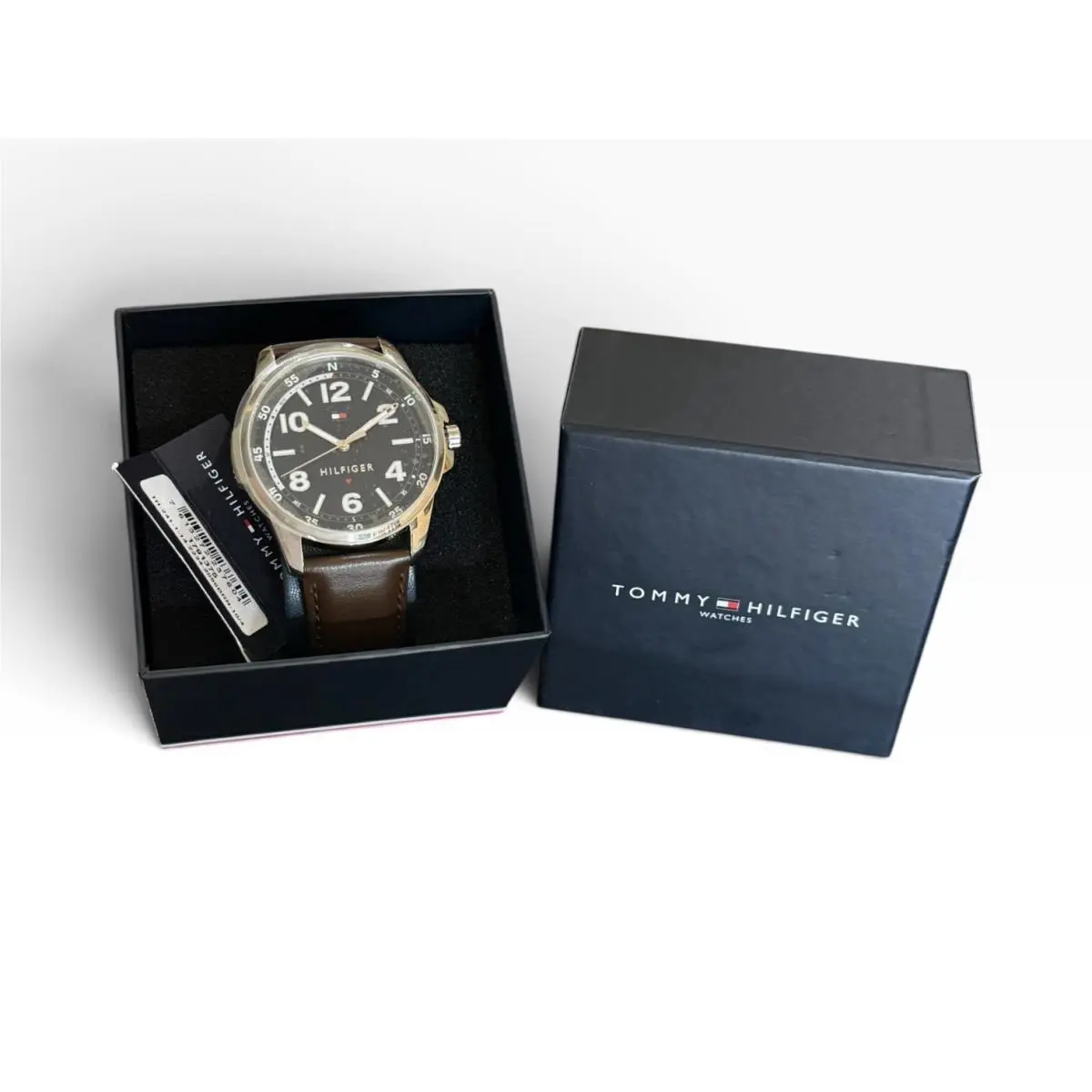 1791375 Men’s Quartz Watch Brown Leather Blue Dial 42mm Box by Tommy Hilfiger