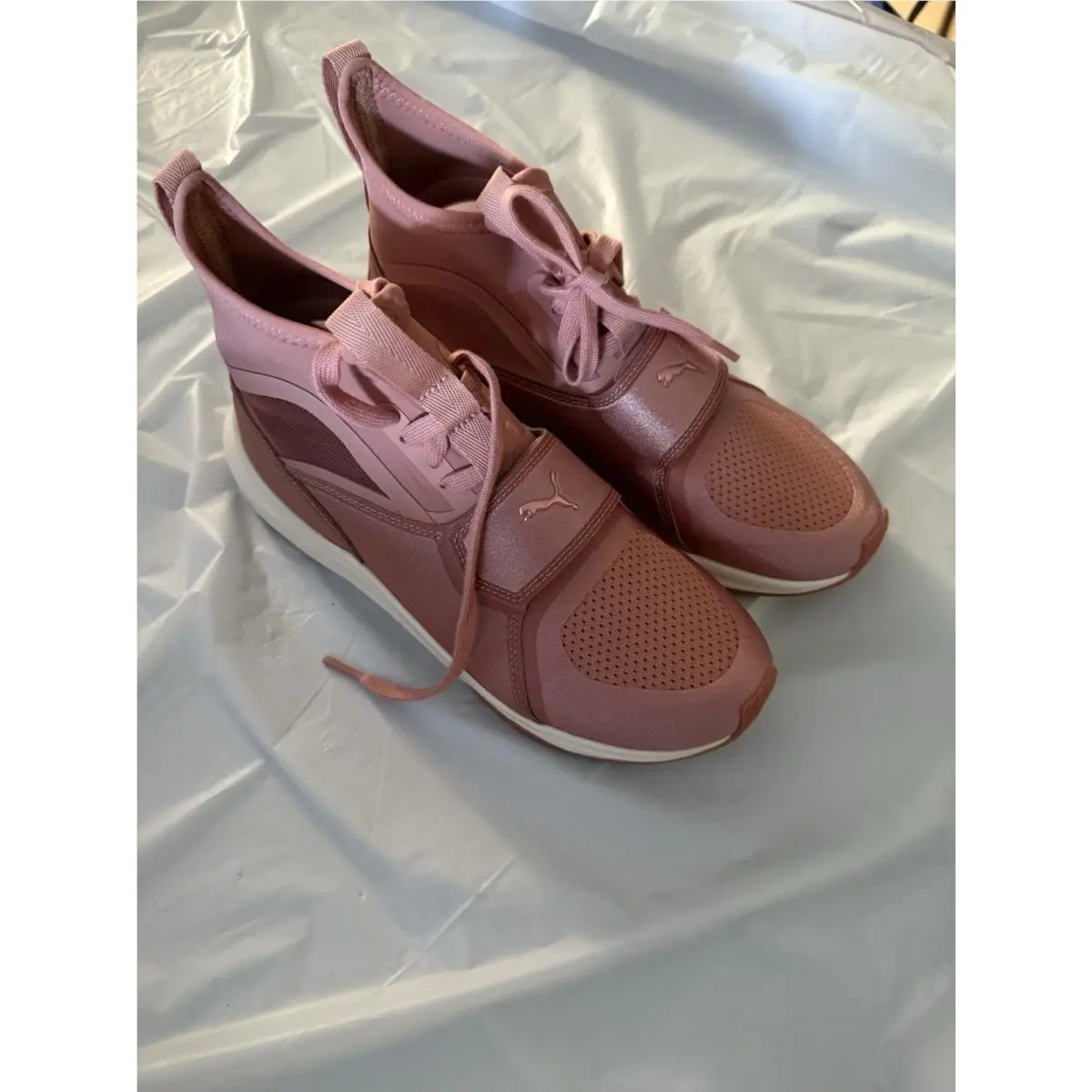 x Selena Gomez Phenom En Pointe High Top Sneakers Cameo Brown Pink Sz 8.5 by Puma