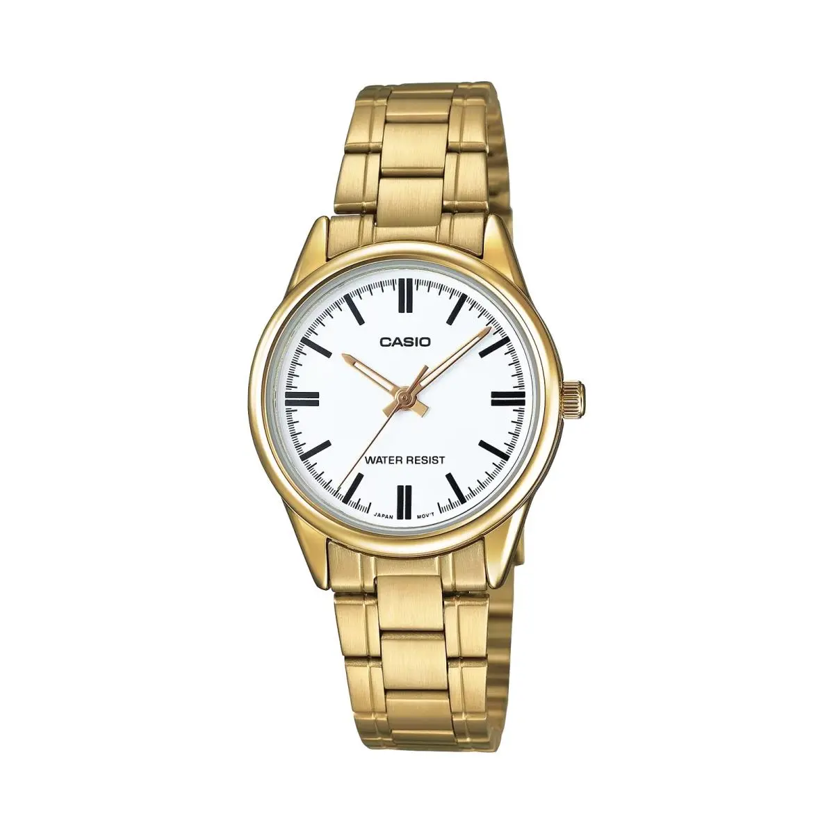 Women’s Gold Analog Watch with Stainless Steel Bracelet White Dial by Casio