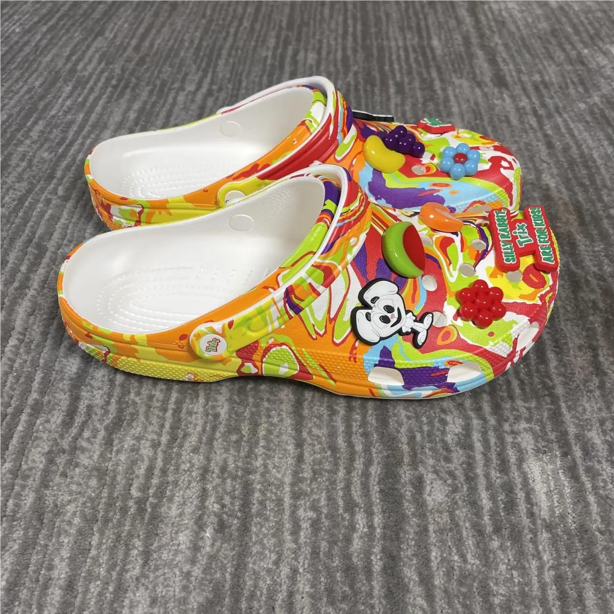 Crocs Shoes Mens Size 13 White Multi Classic Trix Clog Cereal Jibbitz Colorful