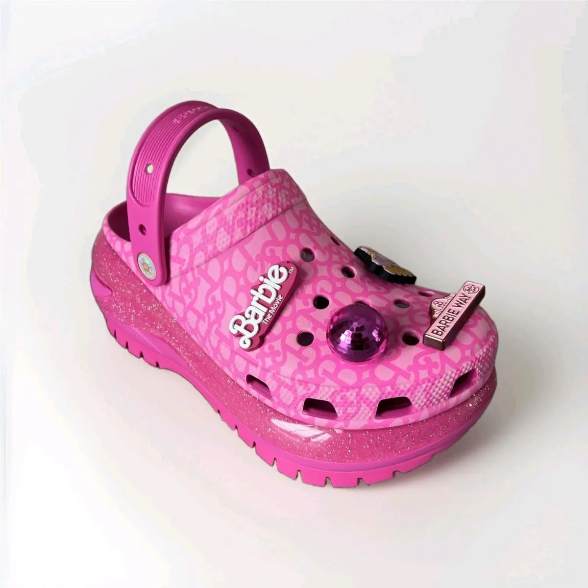 Crocs Barbie The Movie Mega Crush Clog Platform Pink Glitter Womens 8 Mens 6