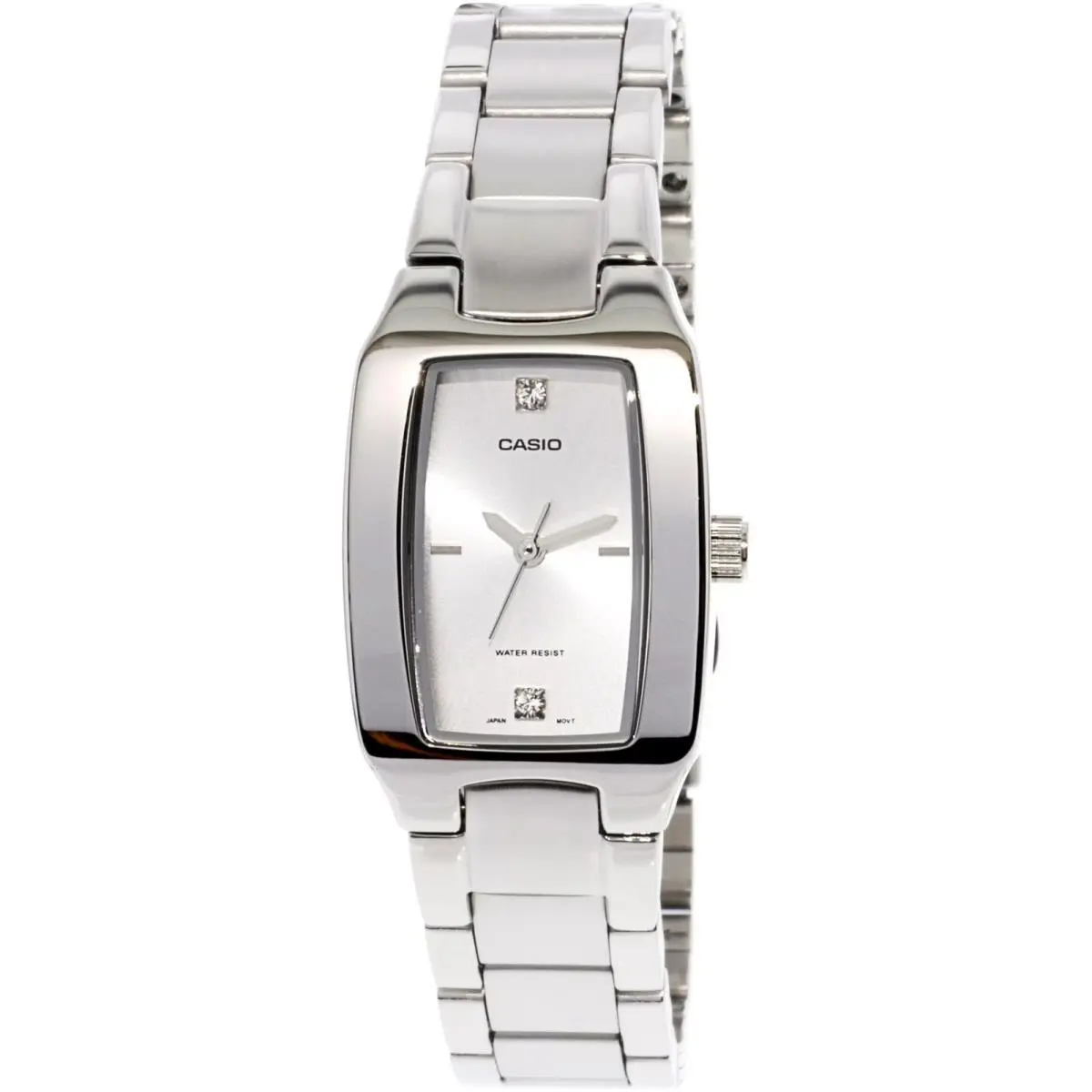 Casio Women’s Stainless Steel Rectangular Analog Watch with Silver Dial