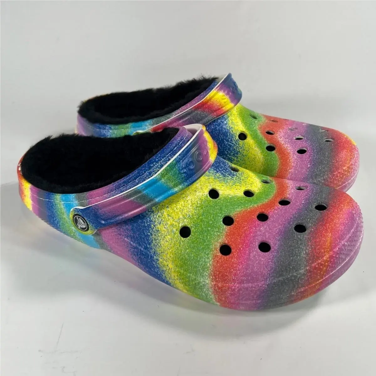 Crocs Classic Lined Spray Dye Clog Mens 11 Womens 13 Rainbow Rainbowcore Comfy