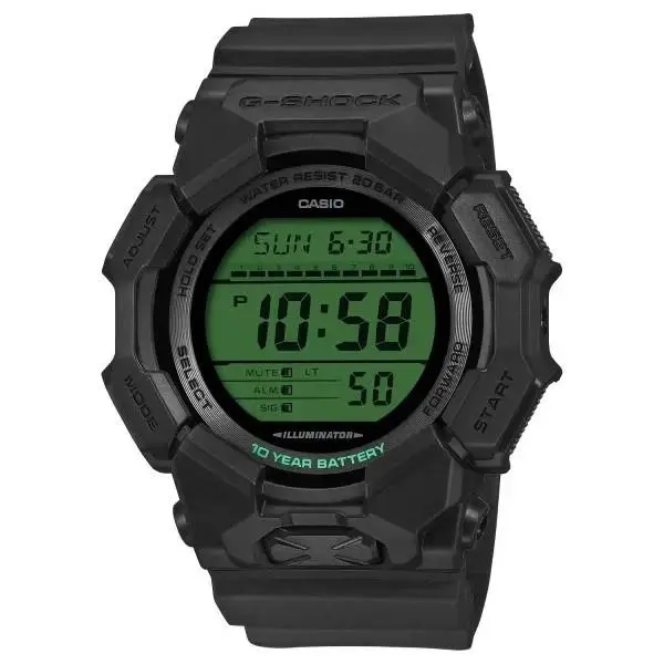 G-shock GD010BEG-1 Bold Electric Green Digital 10-Year Battery Black Res
