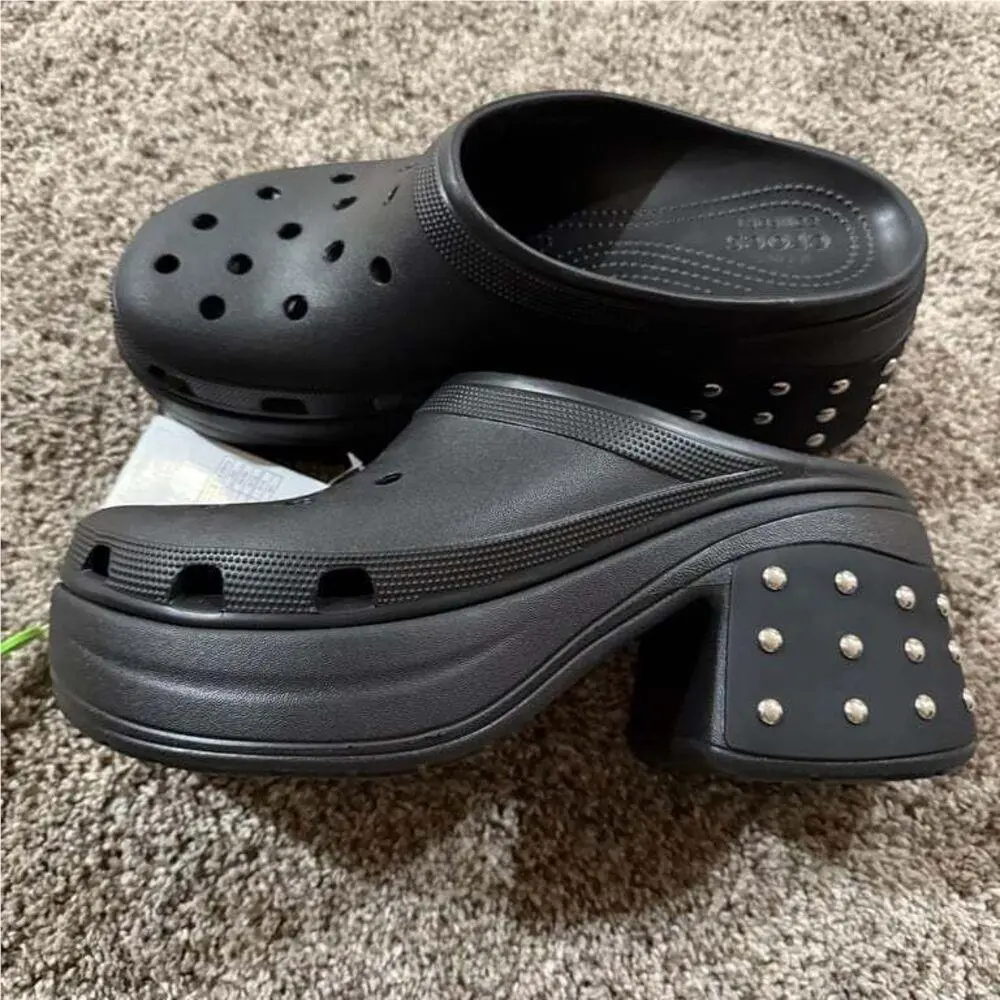 Crocs Siren Studded Heel Clog Black Shoes Size Men13 Chunky Rare