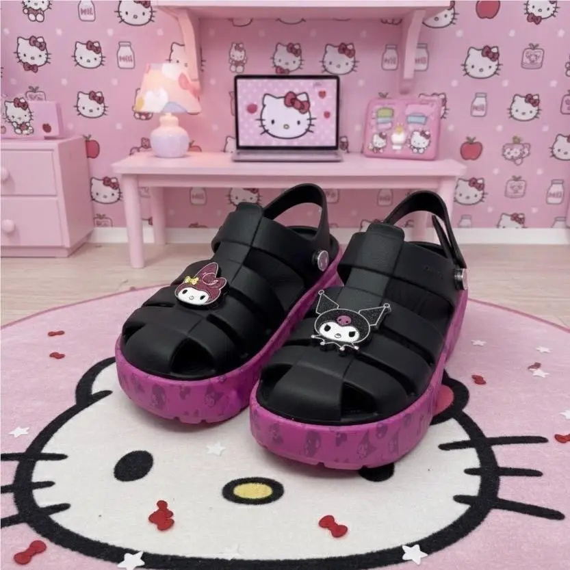 Crocs My Melody Kuromi Stomp Platform Hello Kitty Sandal Rare Sz 10