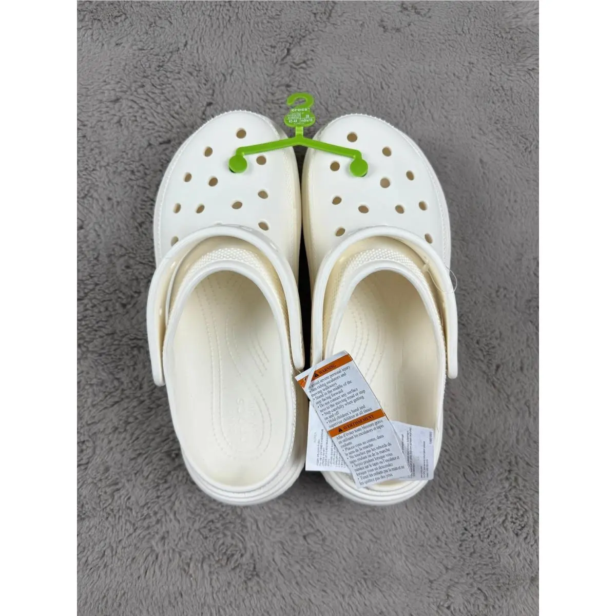 Crocs Crush Clog Women`s Size 10 Men`s 9 White Platform Comfort Shoes