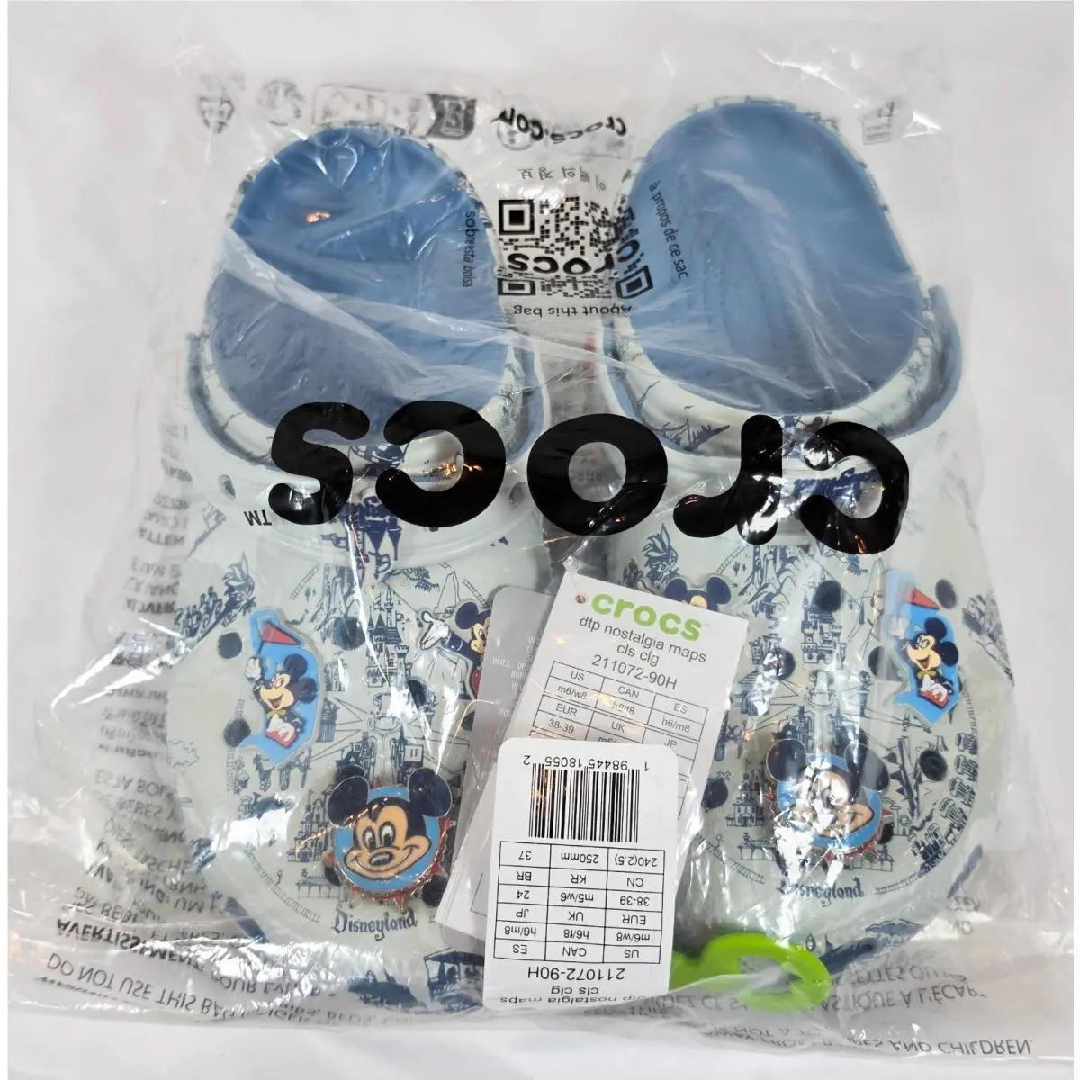 Mens 6 Womens 8 Disneyland 70th Anniversary Crocs Clogs Parks Resort